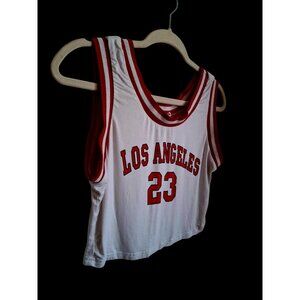 Vintage Los Angeles 23 White & Red Sleeveless Crop Top Jersey XL
